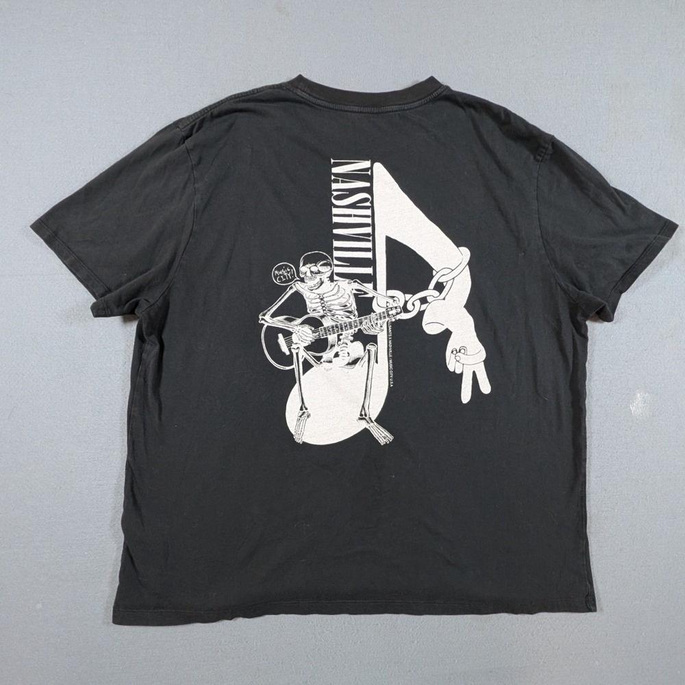 All Saints Graphic T Shirt Mens XL Nashville Music City Skeleton Guitar Relaxed